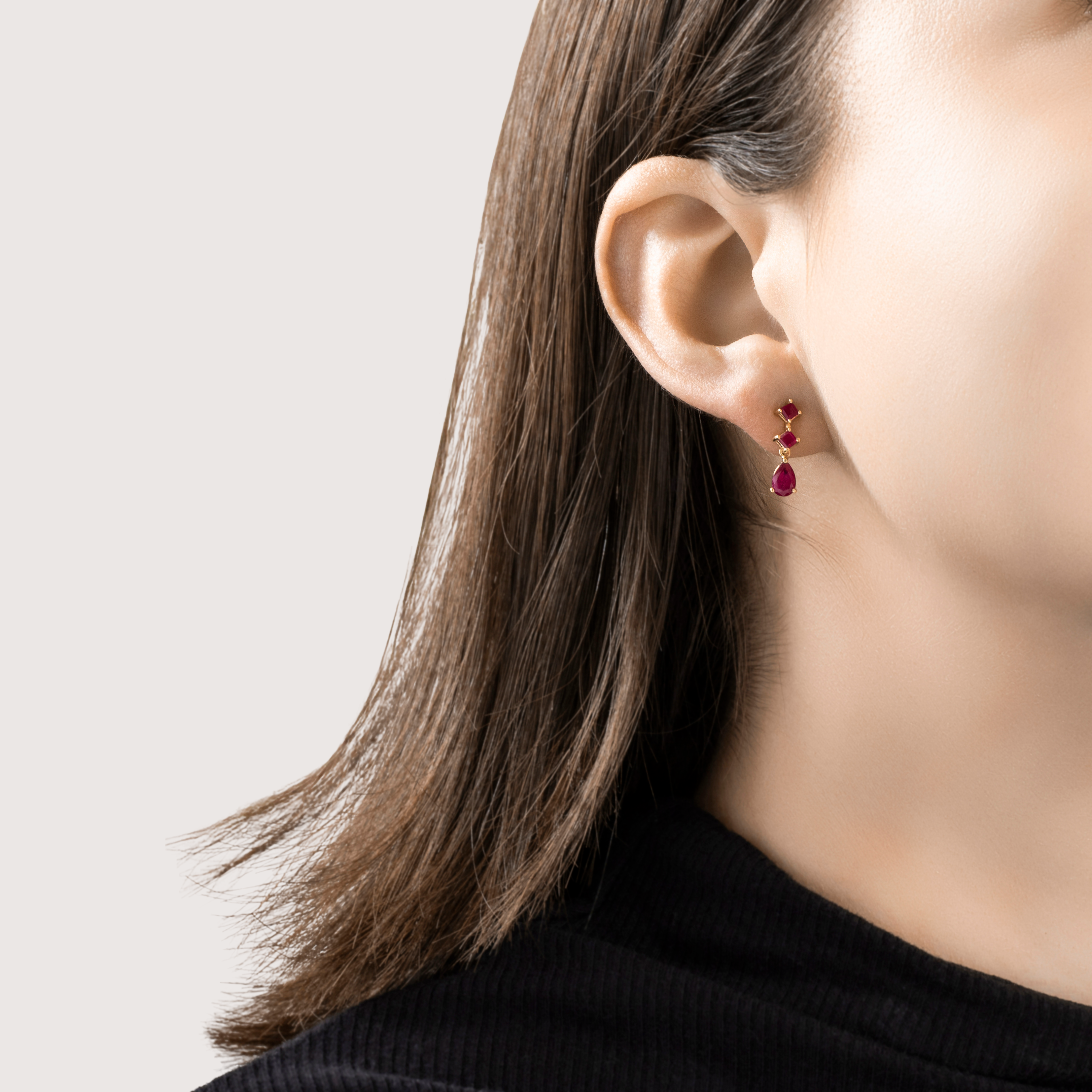 Vintage 14k Yellow Gold Ruby Crimson Mixed-Cut Dangle Earrings、mySite、hinf8tx79