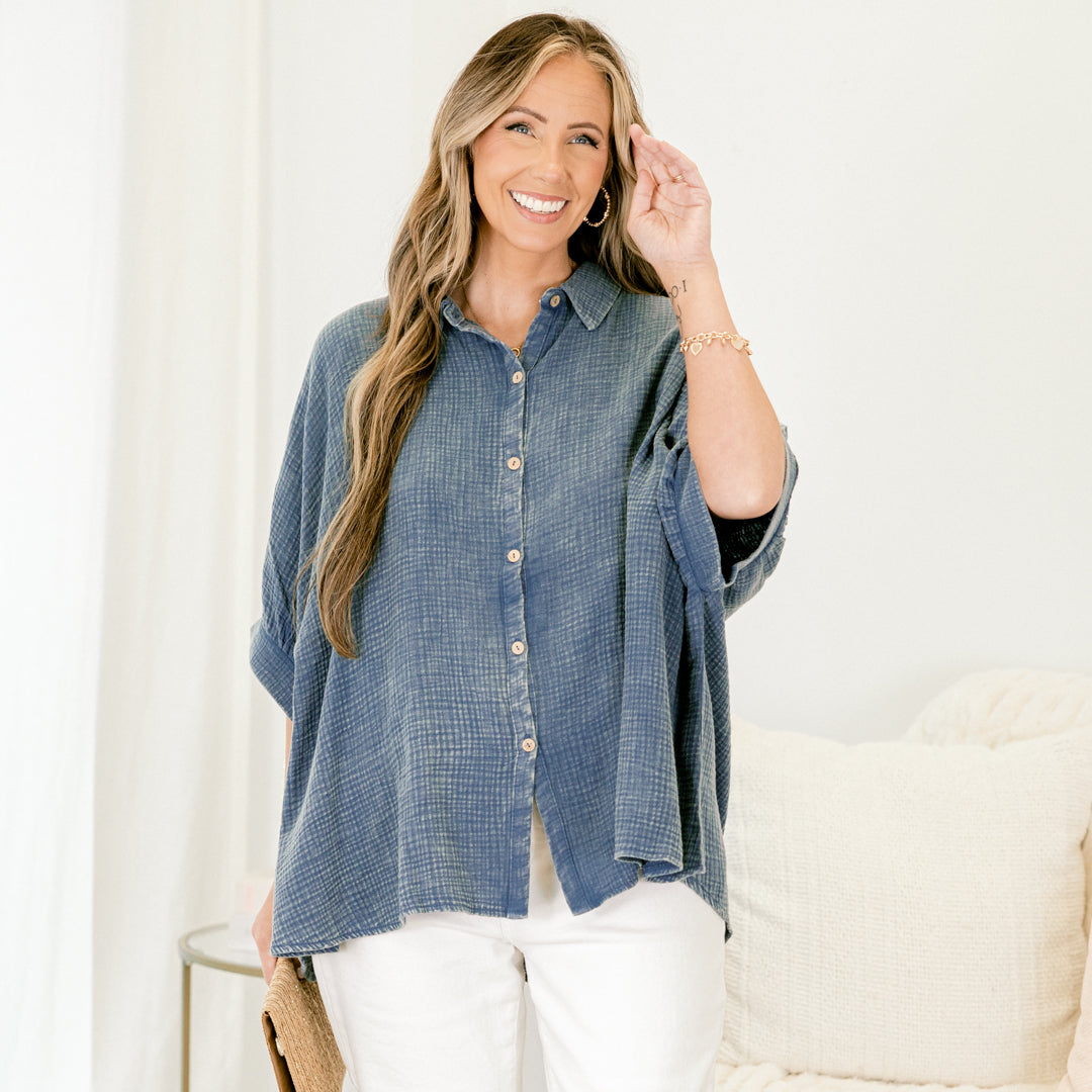  Wistful Weekend Top, Dusty Blue、mySite、justintrudeaud