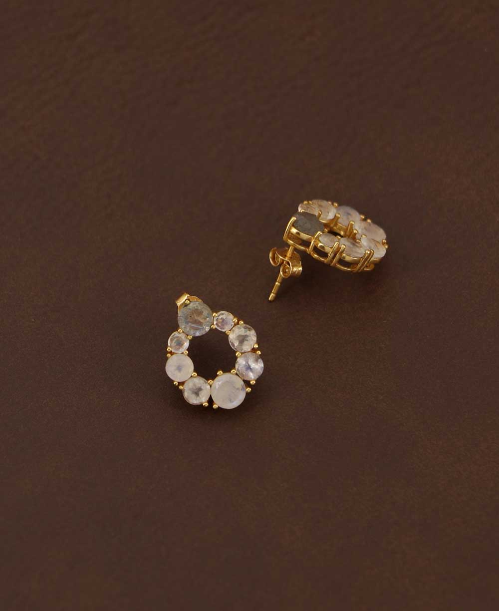 Gold Plated Moonstone Stud Earrings with Labradorite、mySite、topwebapps