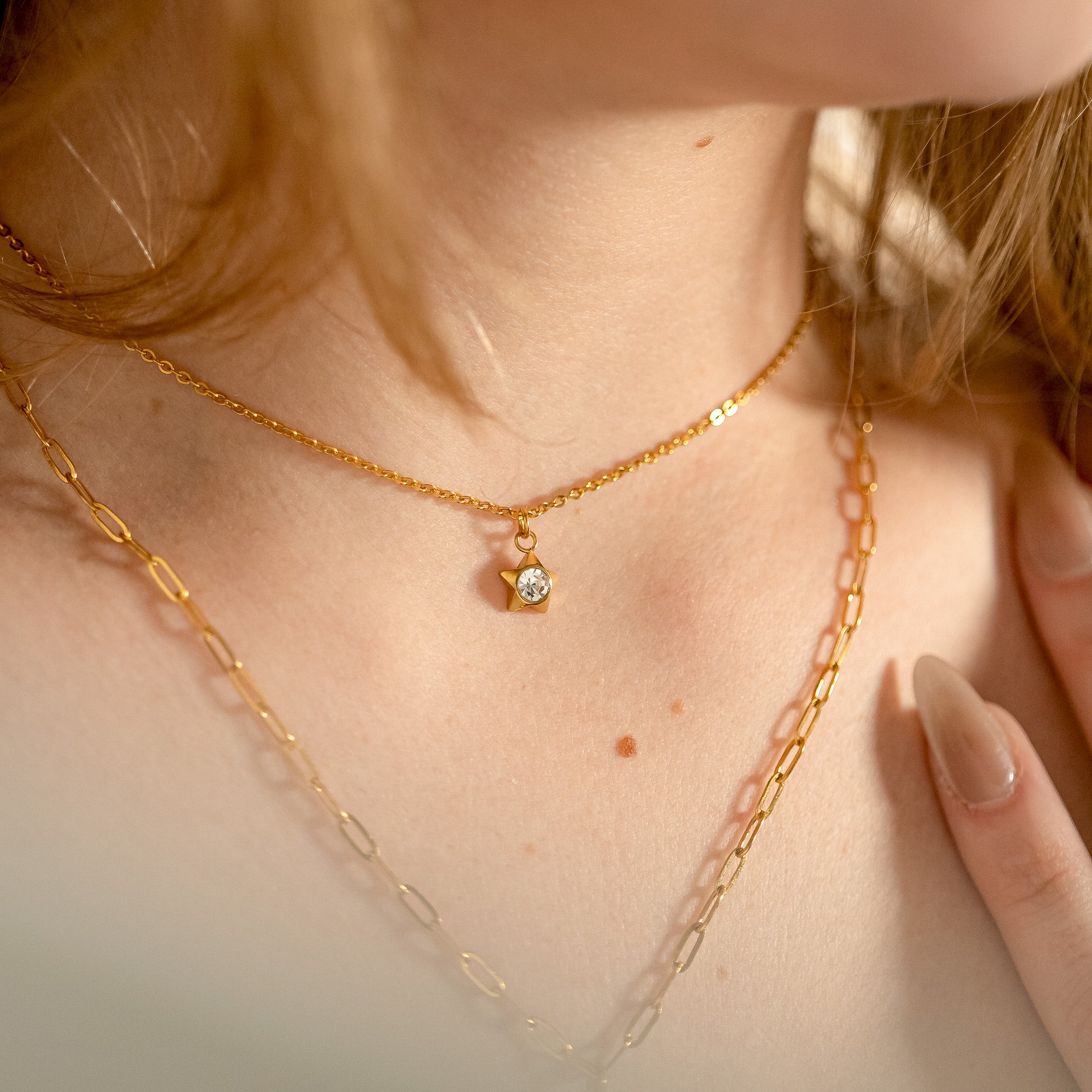 18K Gold PVD Stainless Steel Star with Cubic Zirconia Charm / PDL0112、mySite、dreamappss