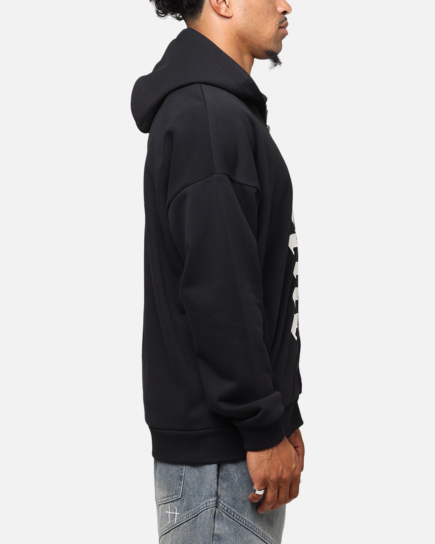 Saint Morta Gothic Distressed Zip Hoodie Black、mySite、zt4zffjzw