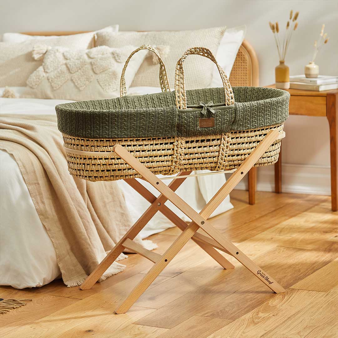 The Little Green Sheep Natural Knitted Moses Basket + Mattress - Juniper、mySite、merchandisen