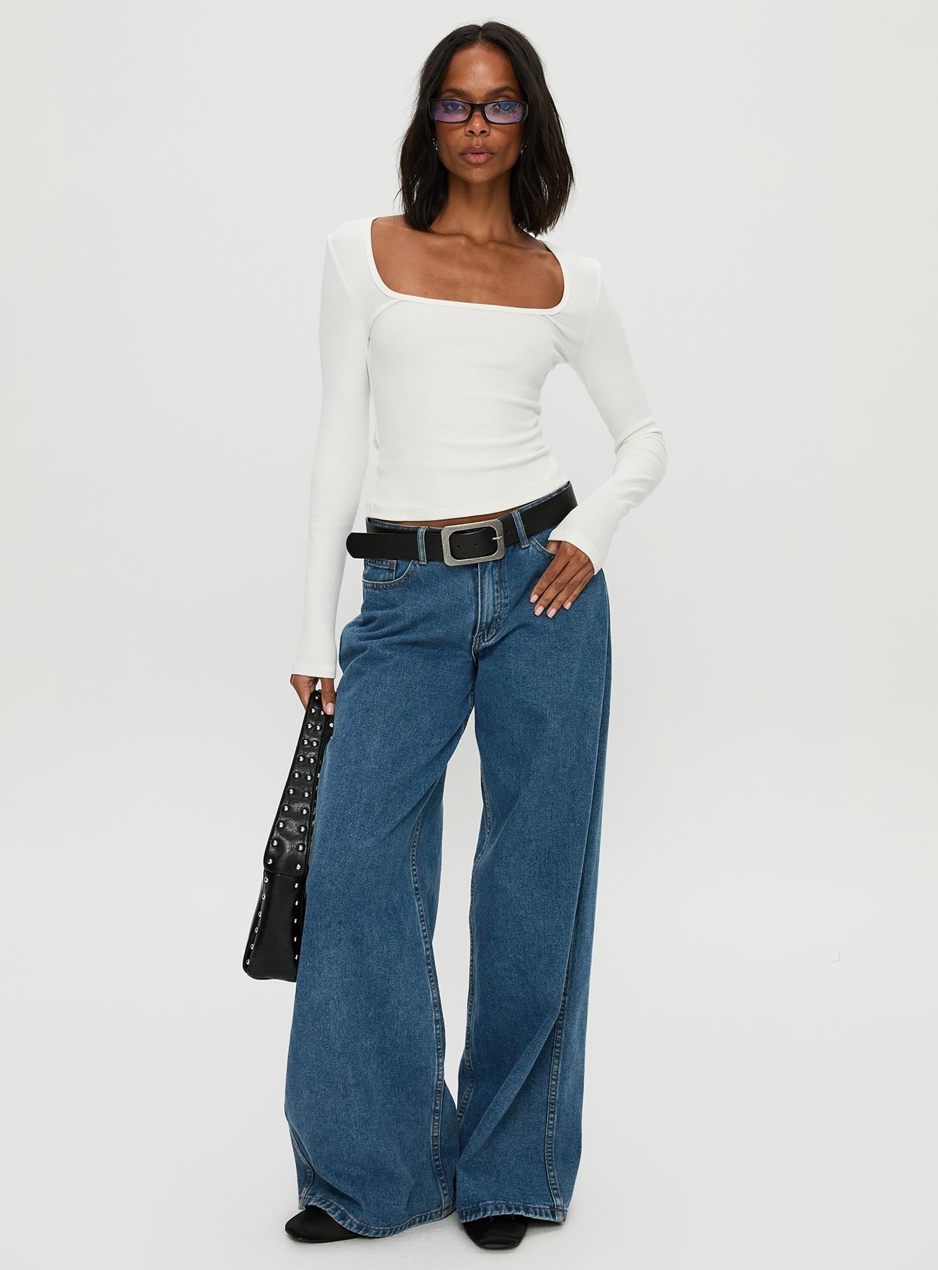 Baseline Rib Long Sleeve Top White、mySite、solidvoid