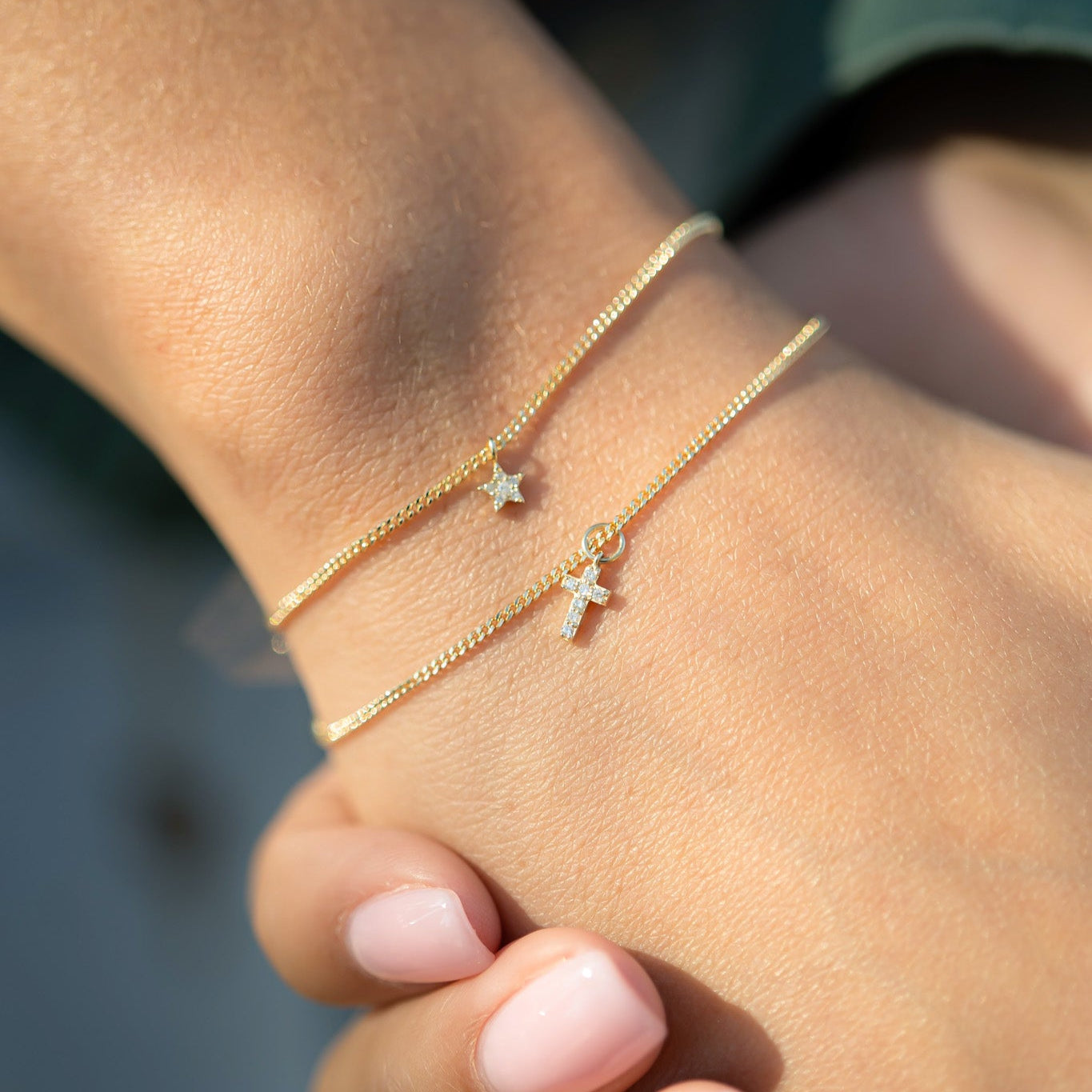 14K Solid Gold Diamond Cross Charm for Permanent Jewelry / PMJ1023、mySite、dreamappss