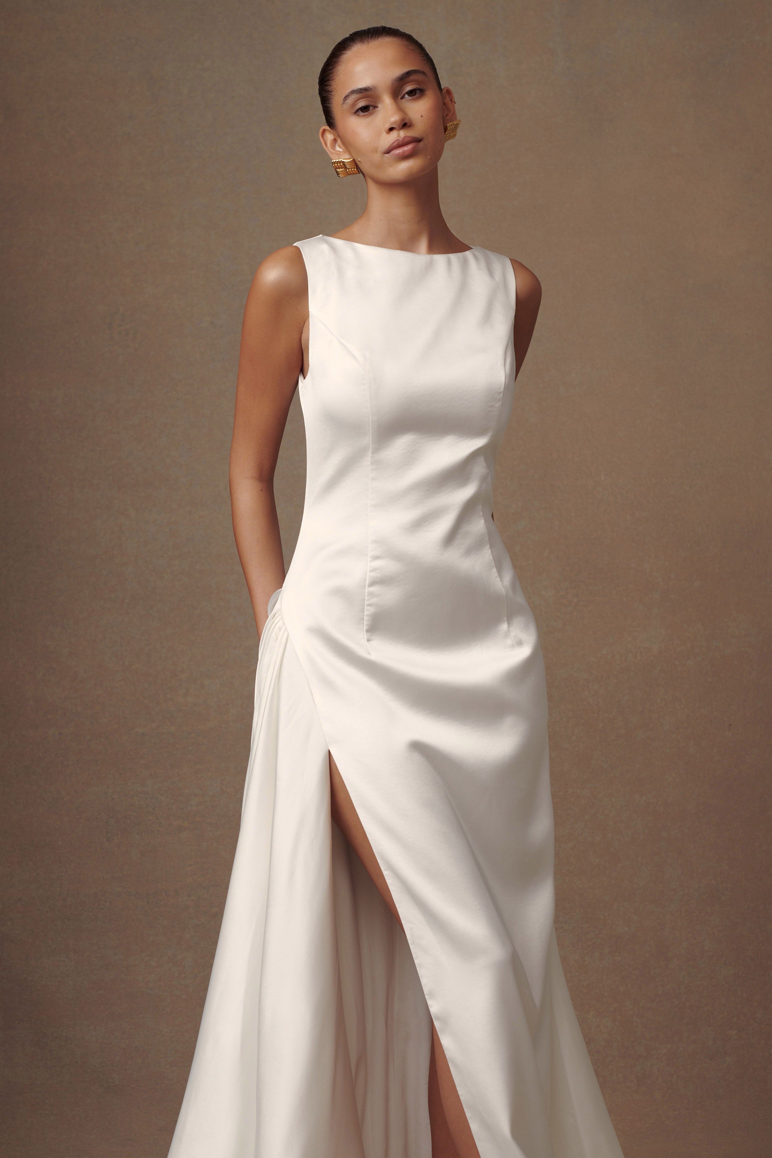 Fontanne Satin Wedding Gown - White、mySite、solidvoid