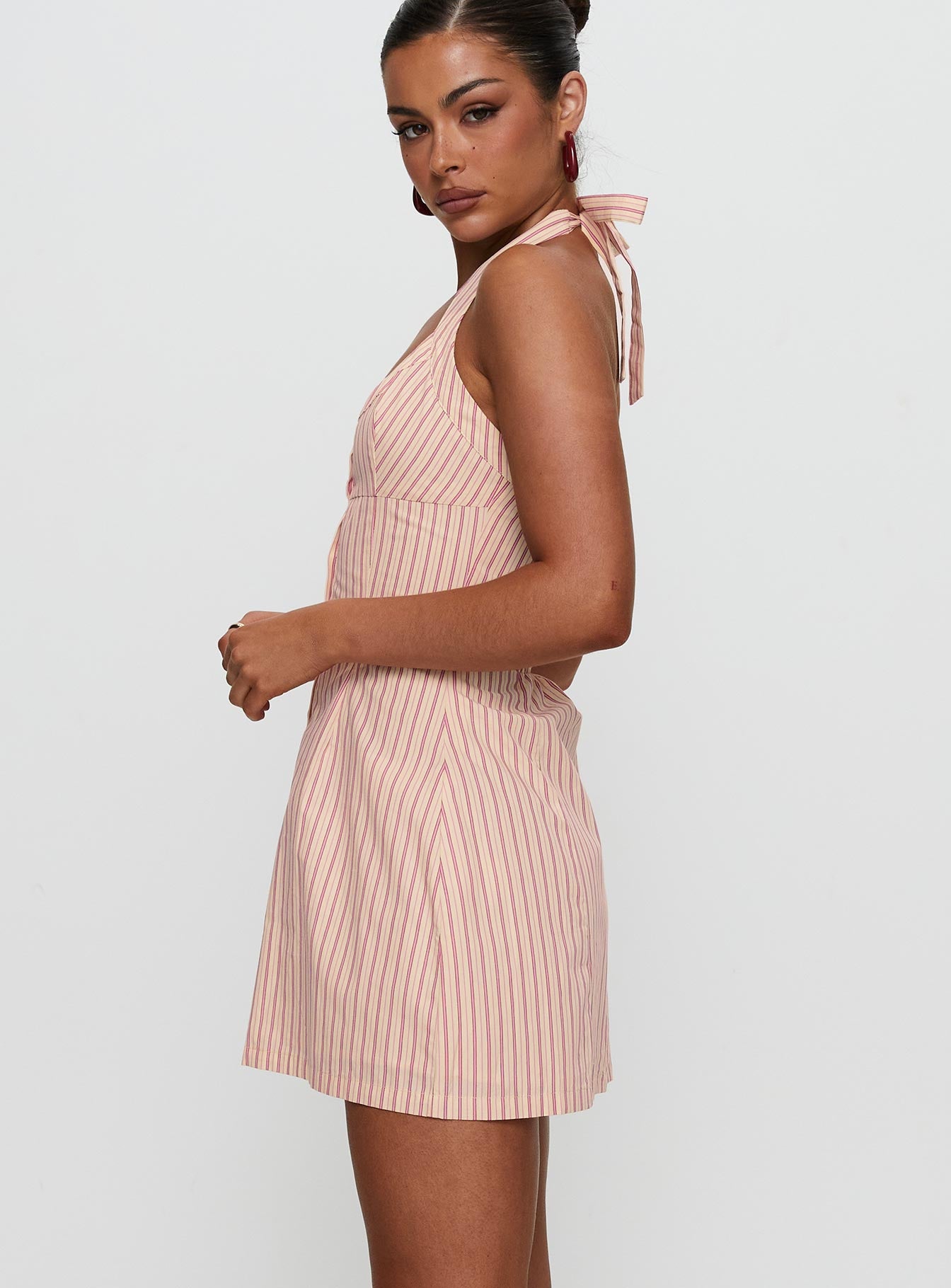 Mallorie Halter Mini Dress Pink Stripe、mySite、solidvoid