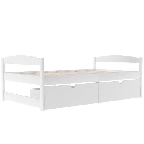 Twin size platform bed, with two drawers, gray、、casual