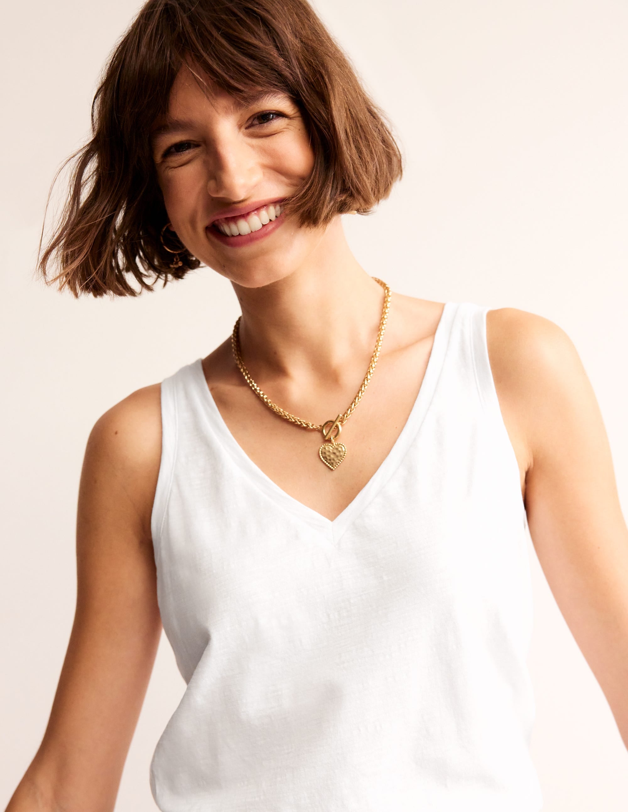  Regular V-Neck Slub Vest-White、mySite、ashleygrahame