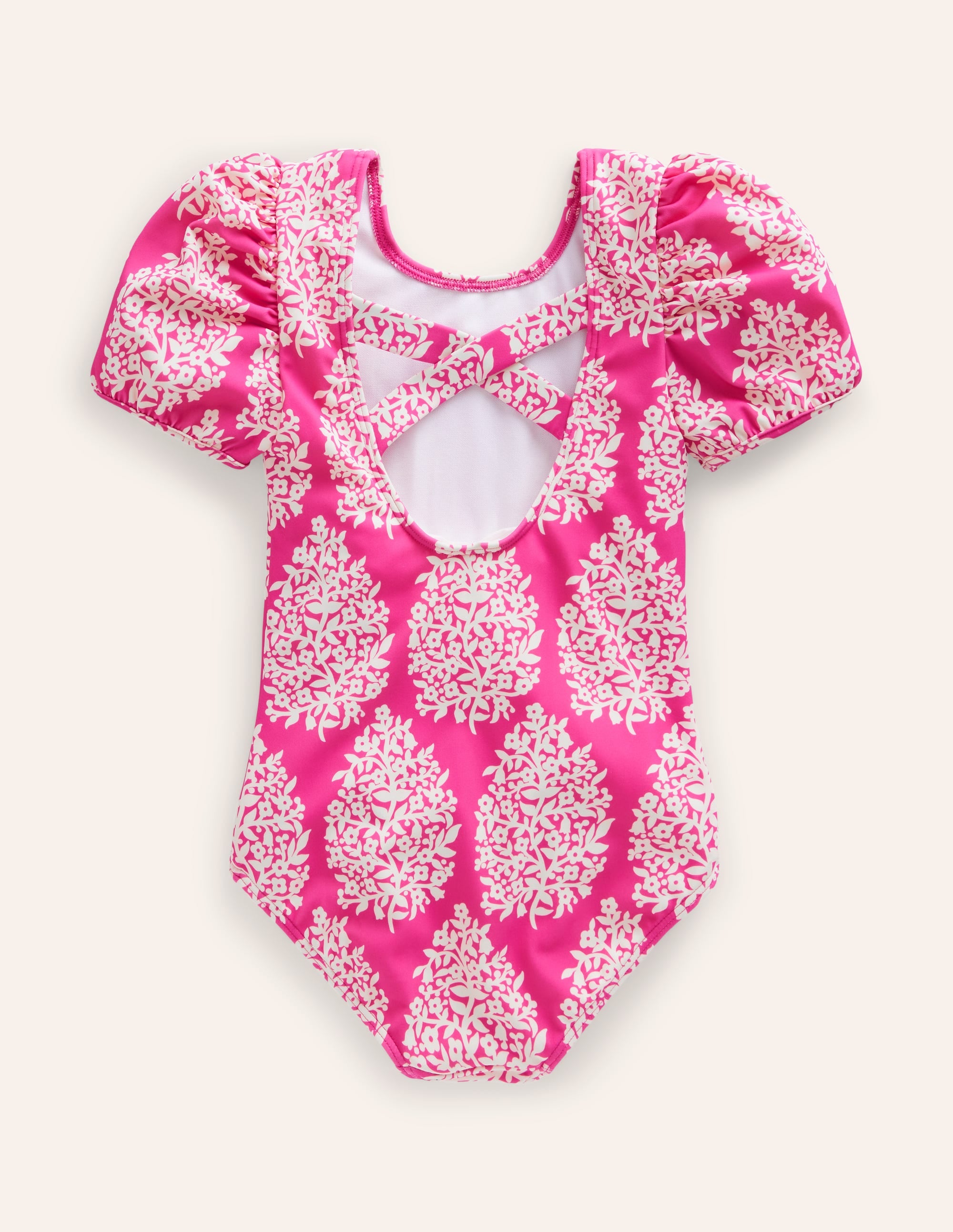  Printed Puff-sleeved Swimsuit-Pink Small Flower Stamp、mySite、ashleygrahame