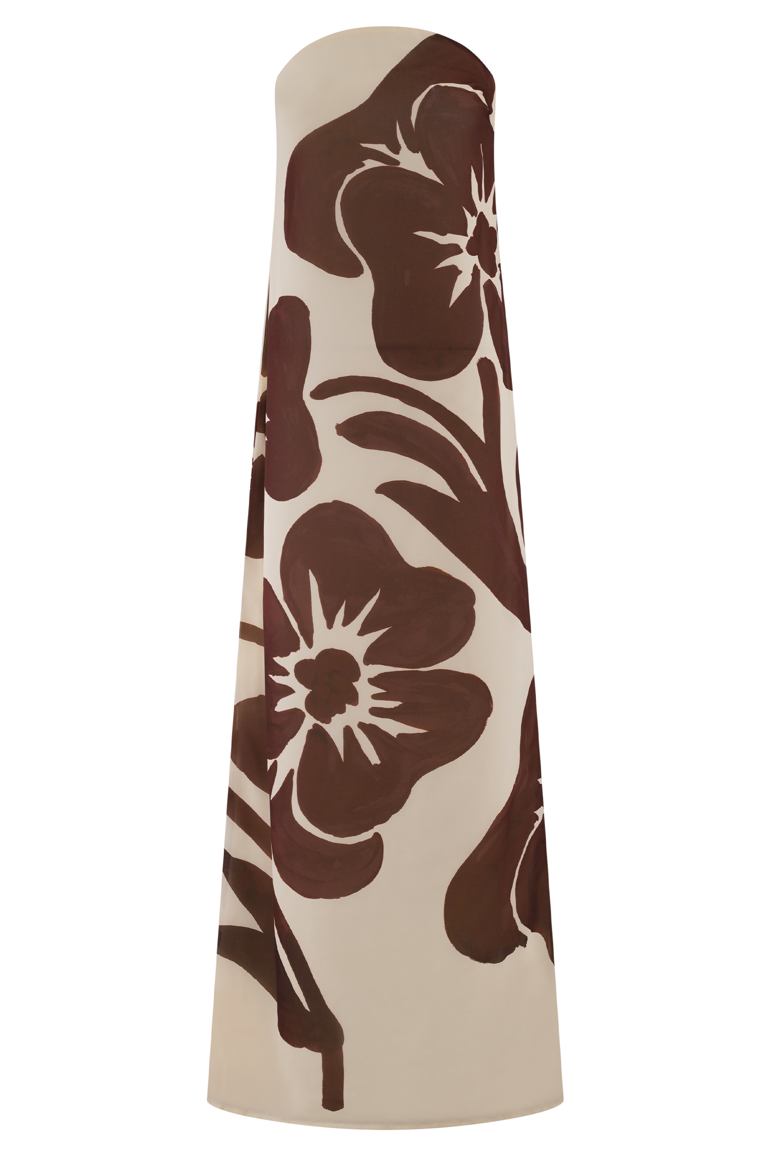 Amaya Strapless Chiffon Maxi Dress - Brown Deco Fleur Print、mySite、solidvoid