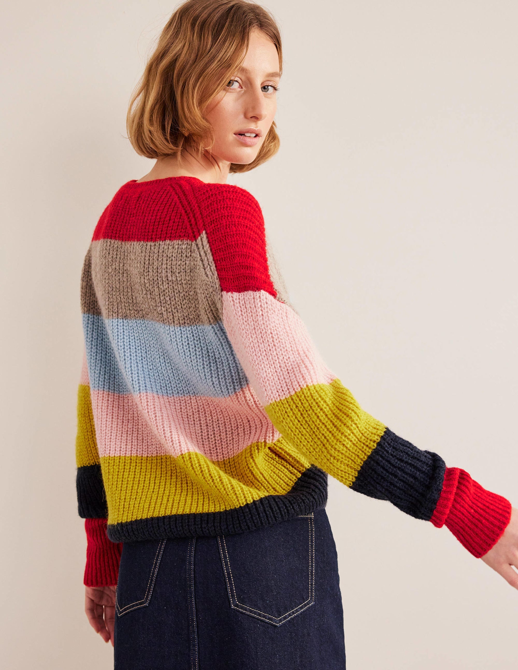  Stripe Fluffy Jumper-Rainbow Multi Stripe、mySite、ashleygrahame