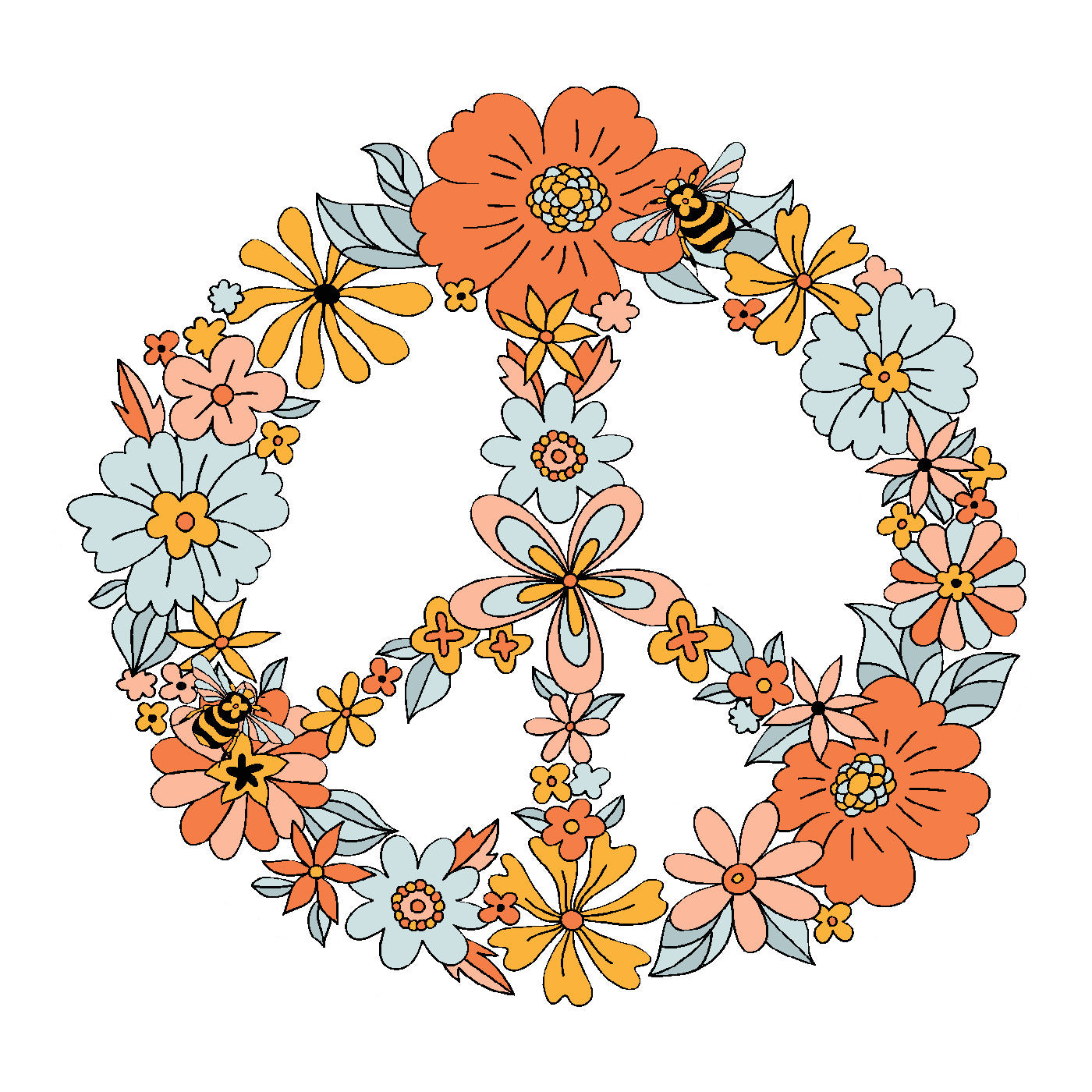 Floral Peace Sign Vinyl Sticker Decal、mySite、ghnorth