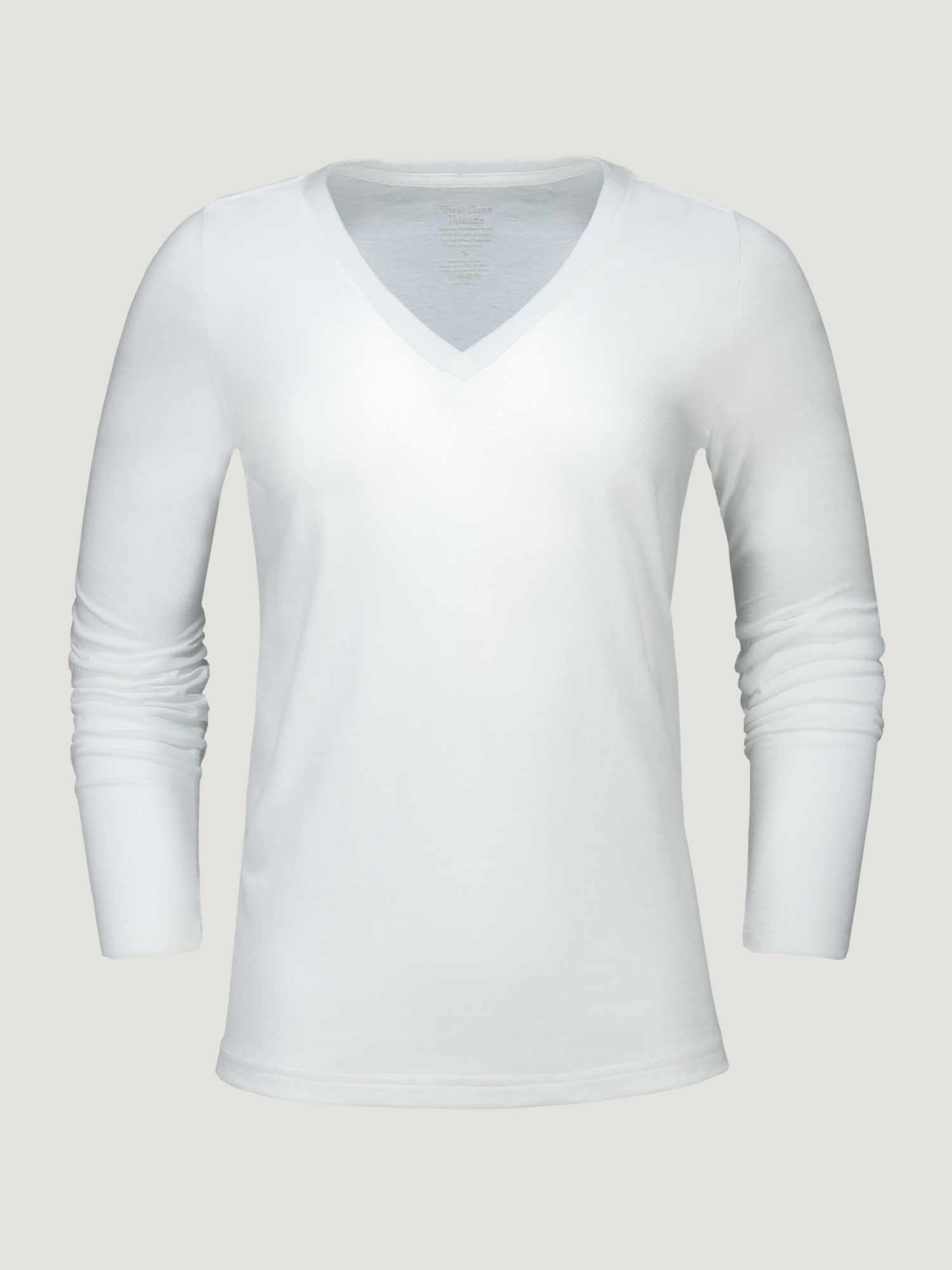 Women's White Long Sleeve V-Neck、mySite、ghnorth