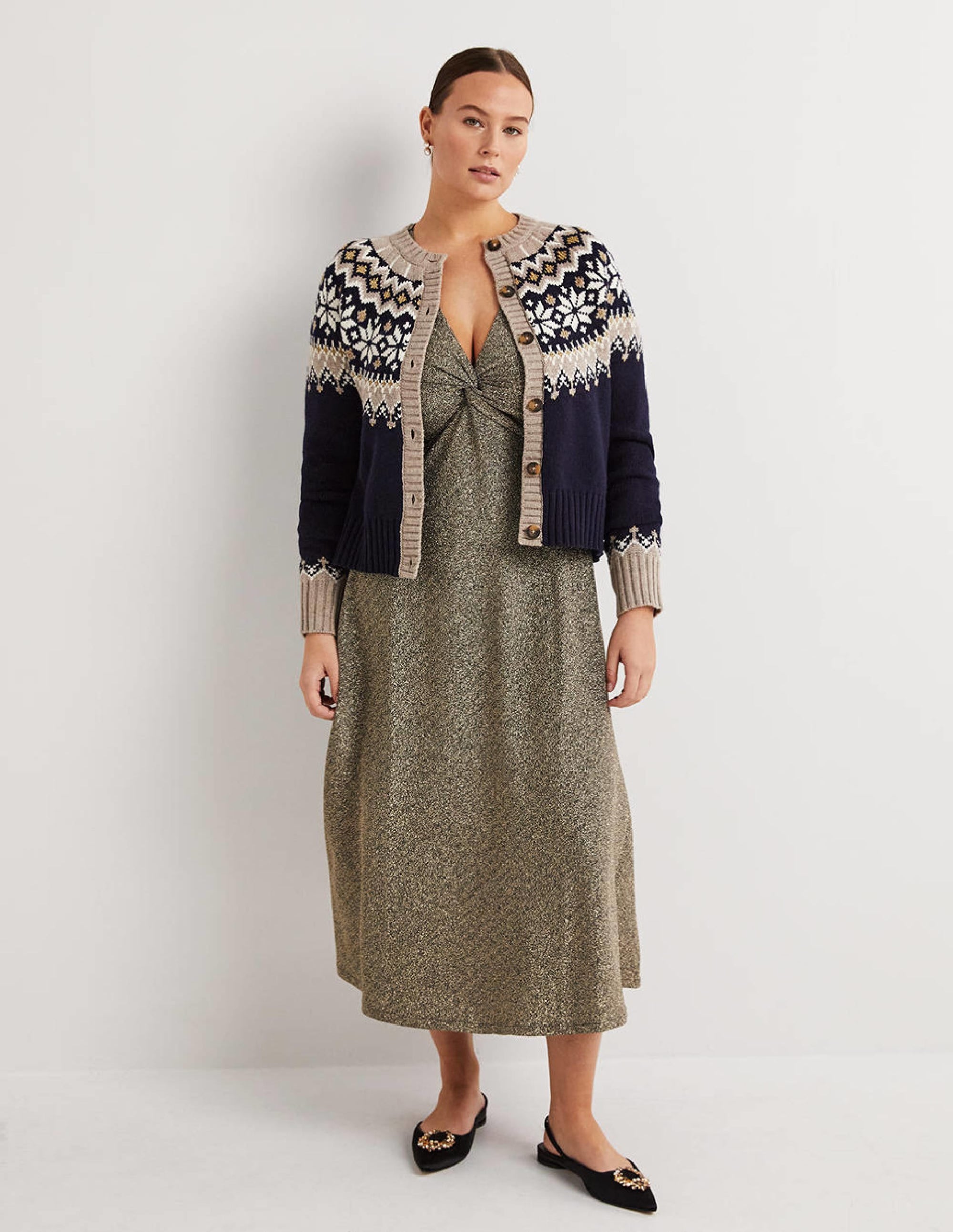  Metallic Jersey Midi Dress-Gold Sparkle、mySite、ashleygrahame