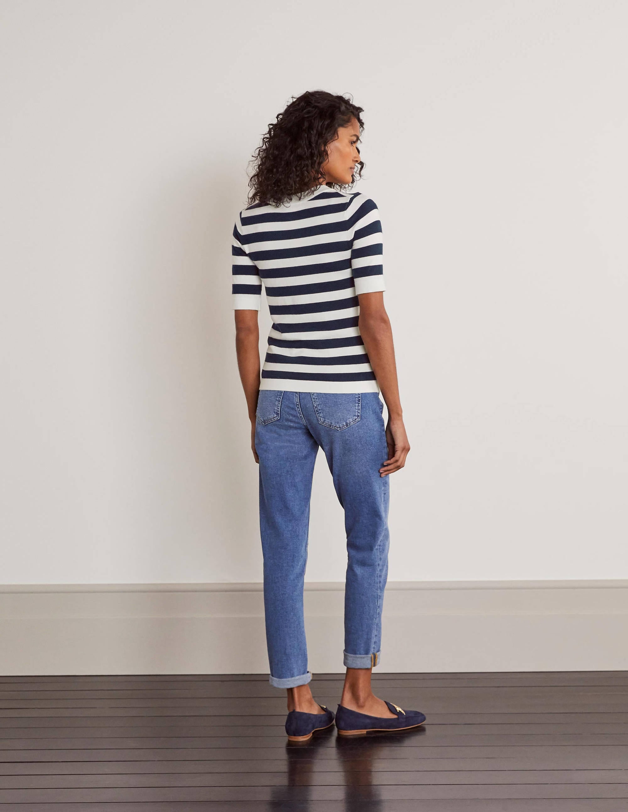  Abingdon Cotton Knitted Tee-Navy/Ivory Stripe、mySite、ashleygrahame