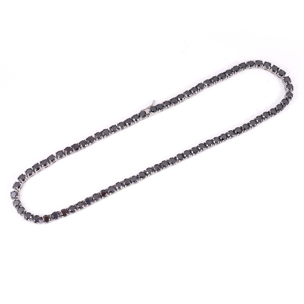 Black Diamond Tennis Chain 14K Solid White Gold | 5MM、mySite、hinf8tx79