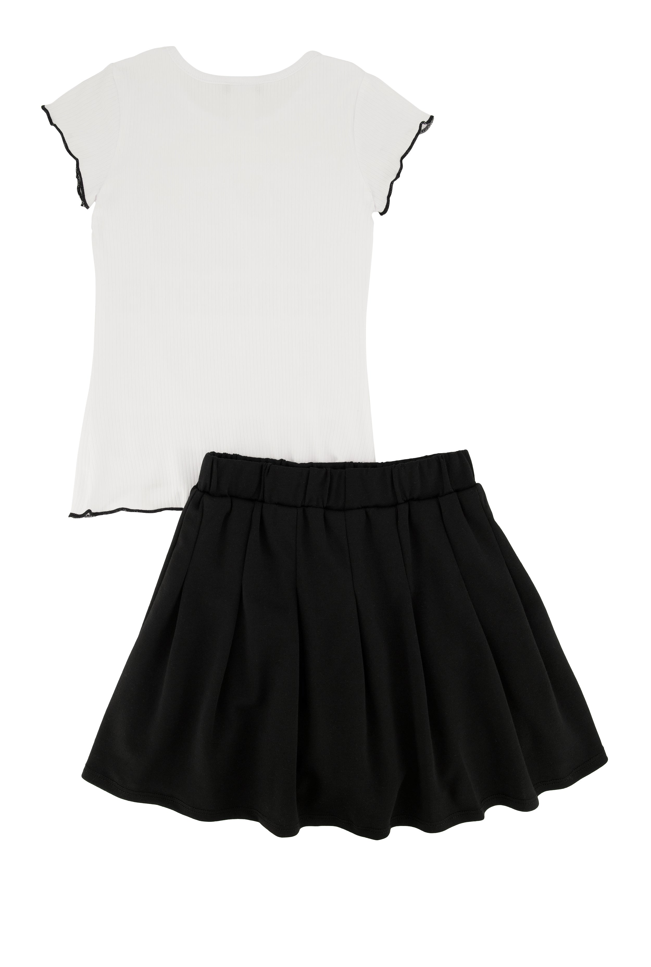 Little Girls Im Gorgeous 3D Graphic Tee and Pleated Skirt、mySite、camillekostekn