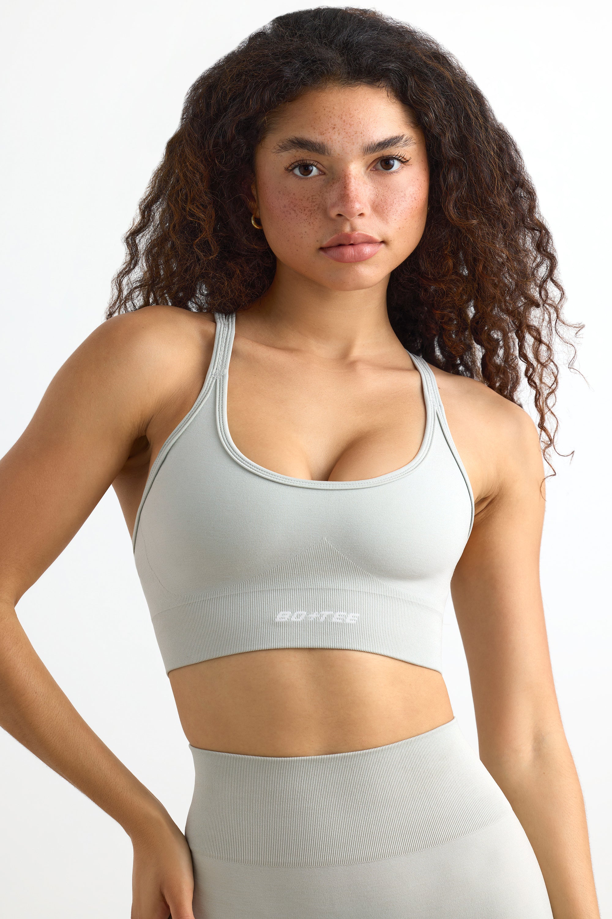 Define Luxe Strappy Sports Bra in Fog、mySite、solidvoid