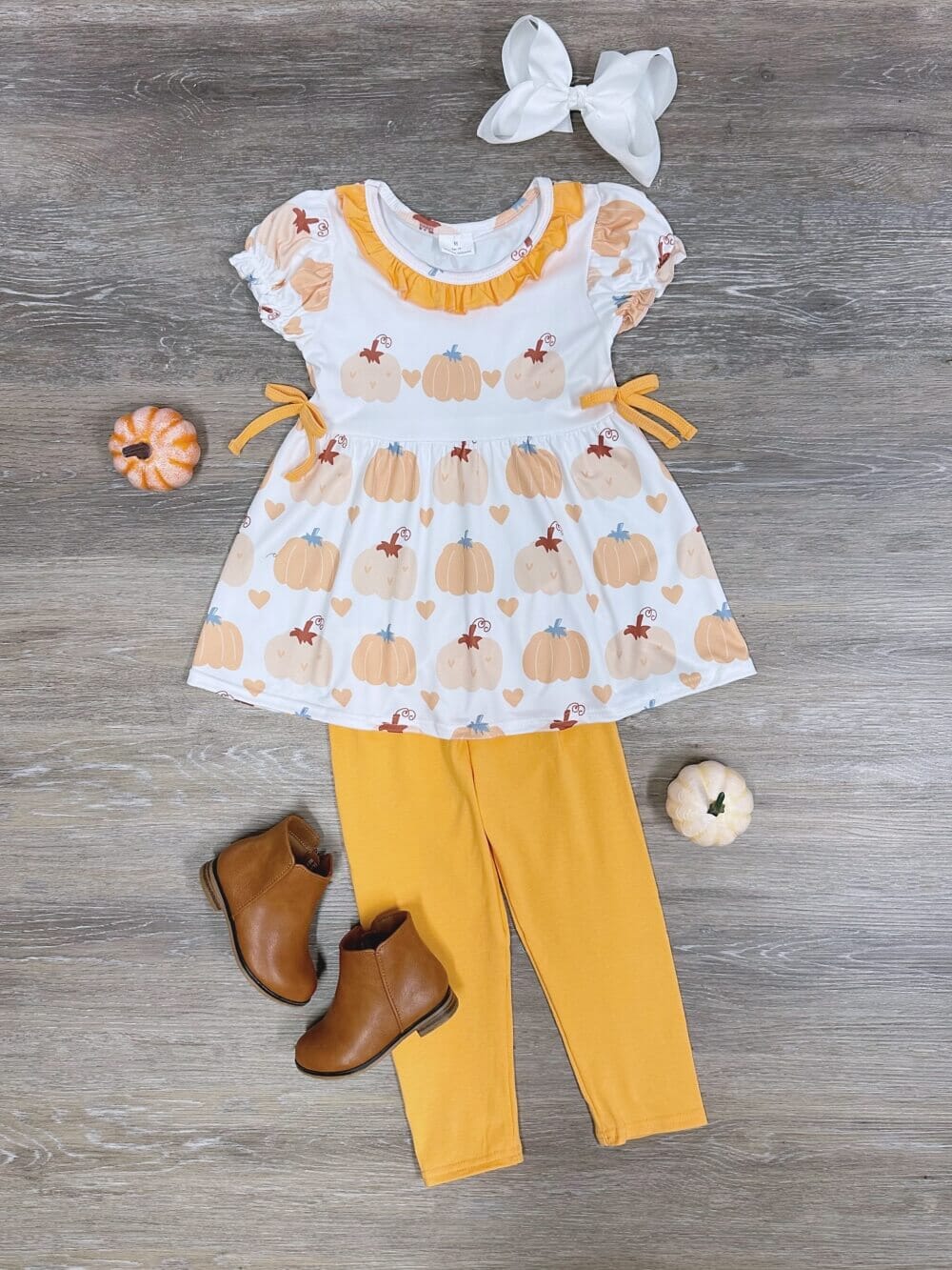 Pumpkin Please Girls Short Sleeve Leggings Outfit、mySite、camillekostekn