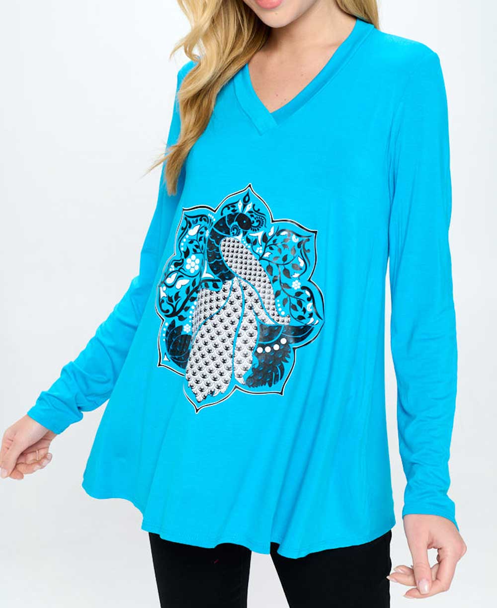 Peacock Lotus Mandala Tunic Tee, Made in USA、mySite、topwebapps
