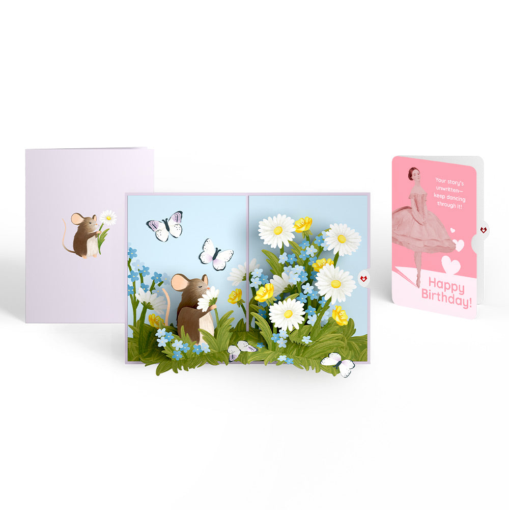 Field Mouse in the Flowers Birthday Pop-Up Card and Dancing Through Life Sentiment Set、mySite、solidvoid