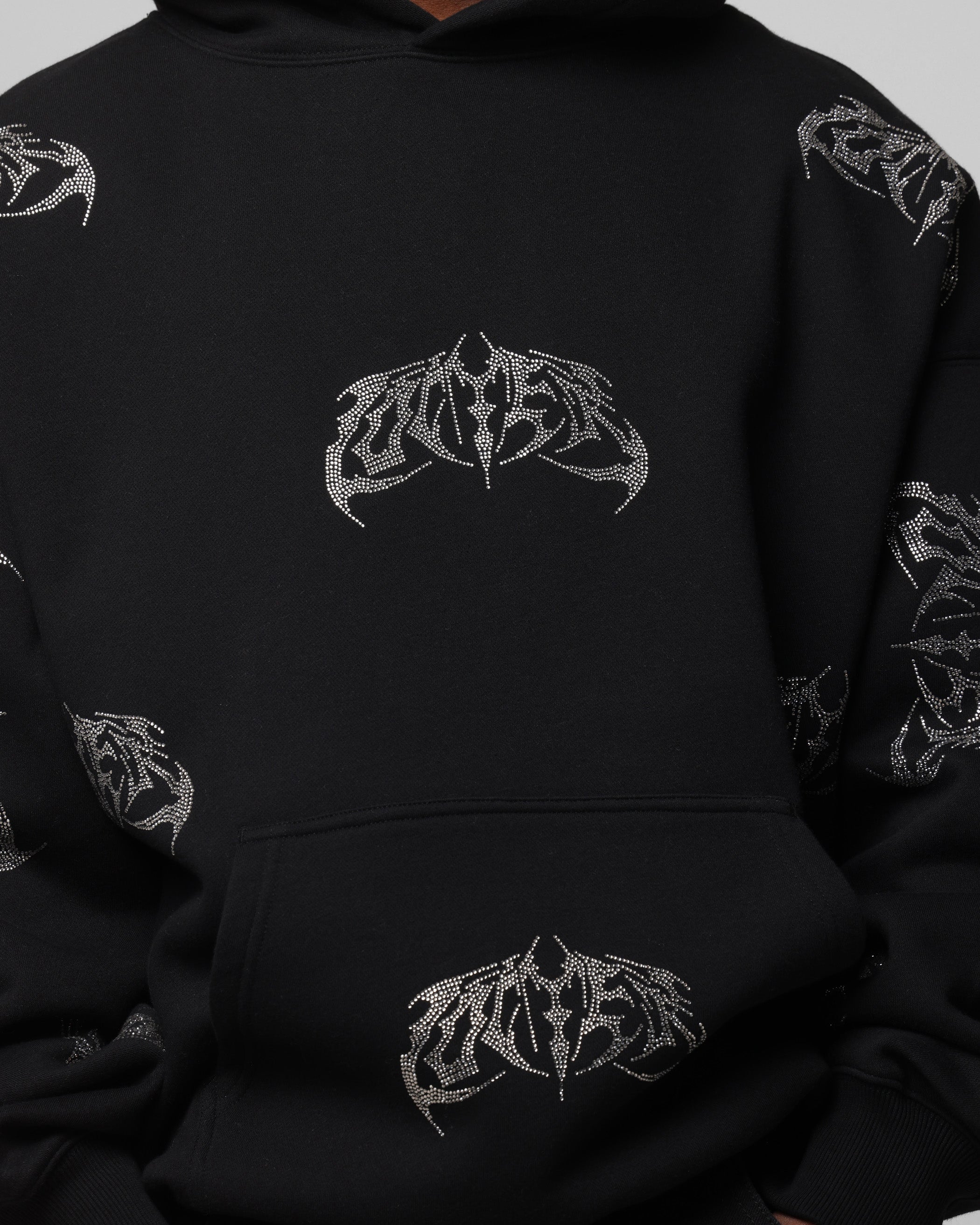 Loiter Metal Rhinestone Hoodie Black、mySite、zt4zffjzw