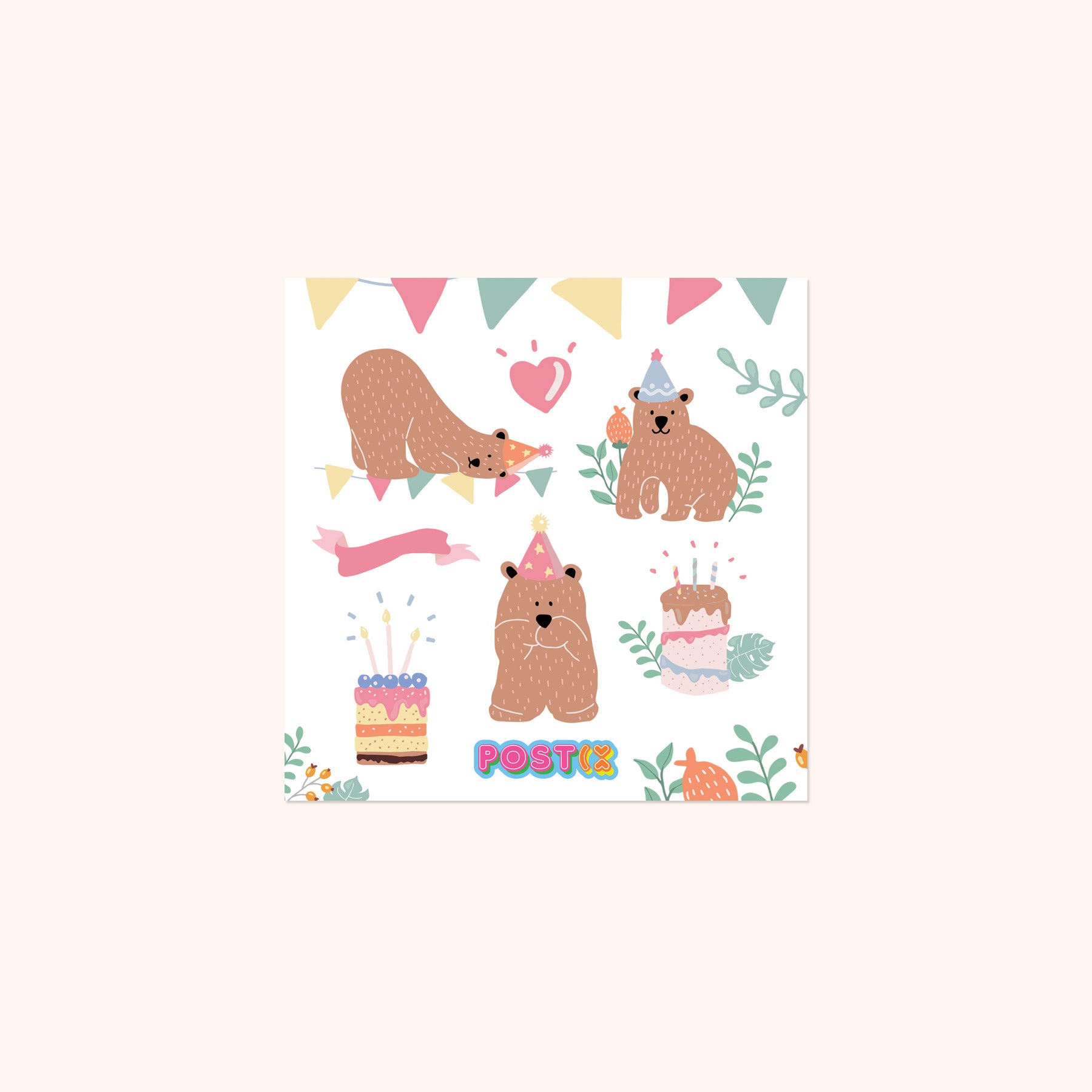  The Birthday Bear A6 Sticker Sheet、mySite、ghnorth