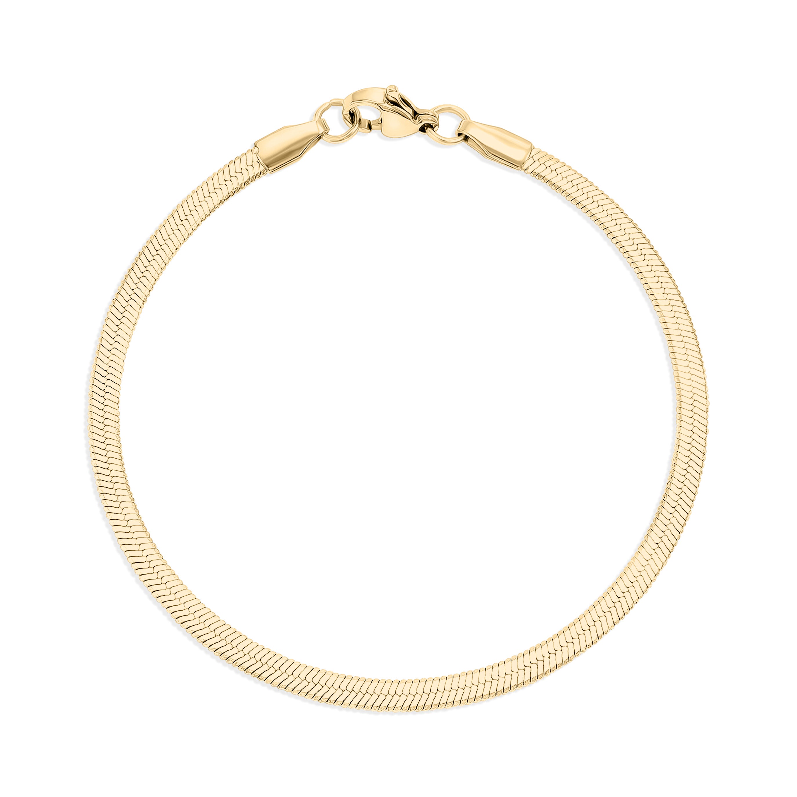 18K Gold PVD Stainless Steel Herringbone Chain Bracelet / BRJ9082、mySite、dreamappss