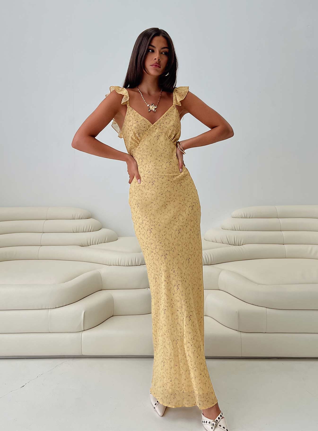 Dearlie Frill Maxi Dress Multi、mySite、solidvoid