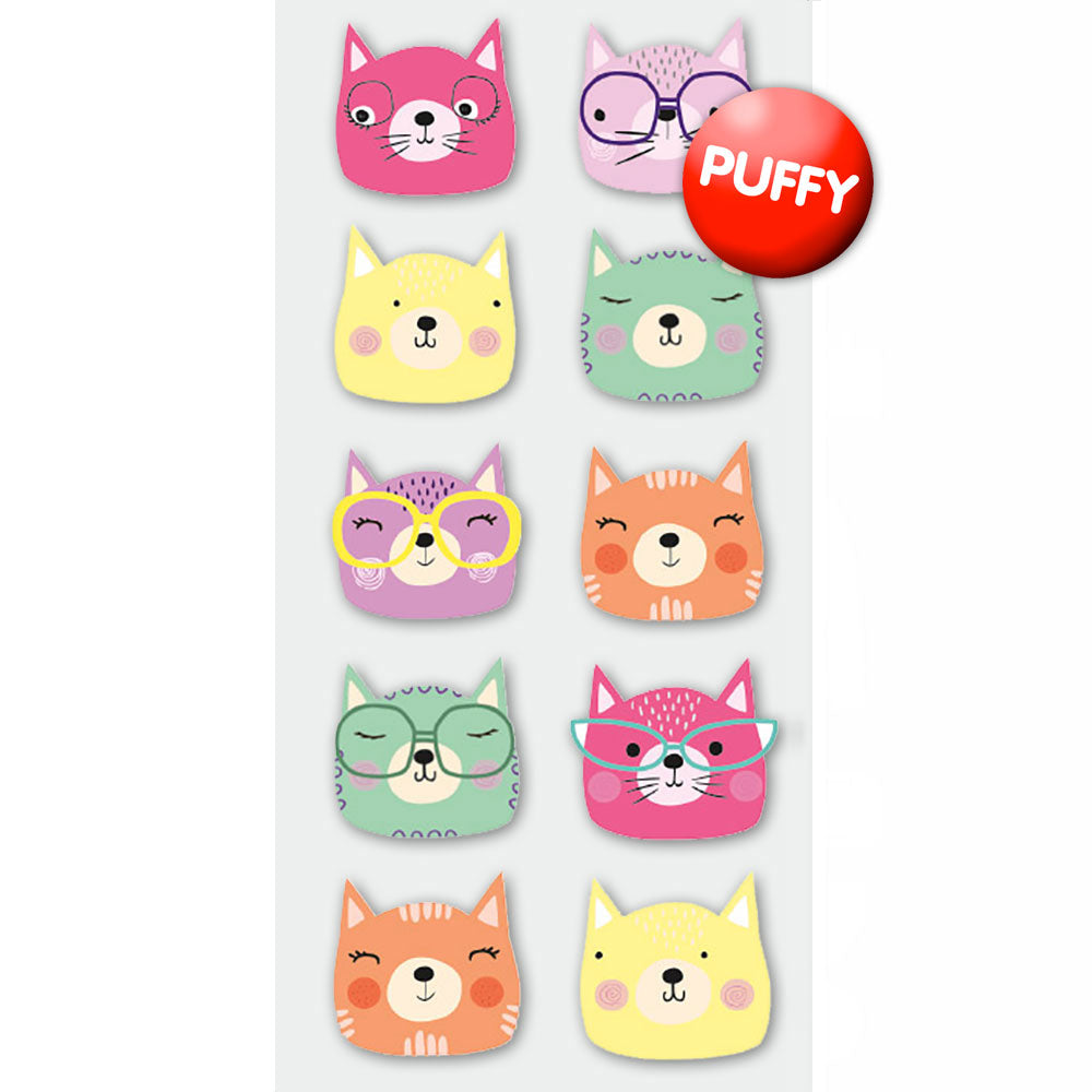  Cat Faces Puffy Stickers、mySite、ghnorth