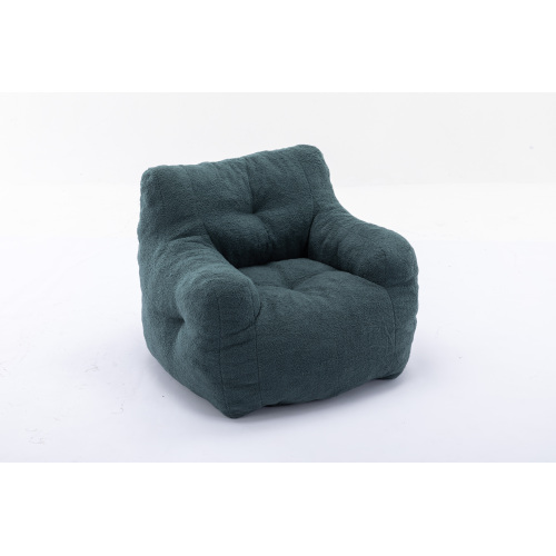 010-Soft Teddy Fabric Tufted Foam Bean Bag Chair With Teddy Fabric Dark Gray、、casual