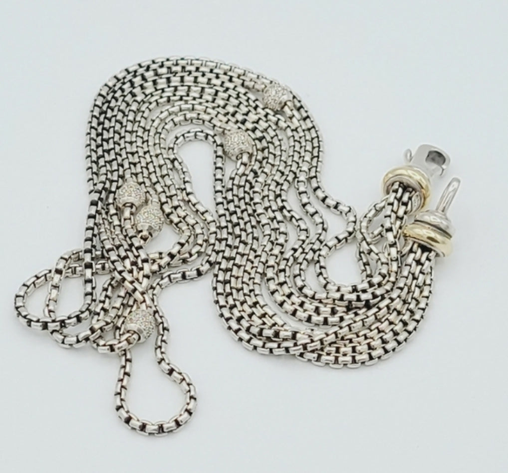David Yurman Four Row Box Chain Necklace 鈥?Diamonds、mySite、hinf8tx79