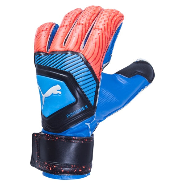PUMA Men's ONE Protect 3 Fingersave Goalkeeper Gloves Blue/Red、mySite、bottomscart