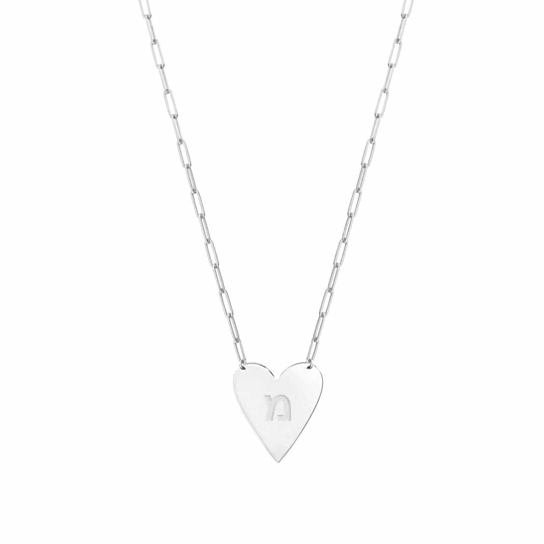 Mijael Heart Necklace with Engraved Hebrew Initial - (Sterling Silver, Gold-Plated or Two-Tone)、mySite、topwebapps
