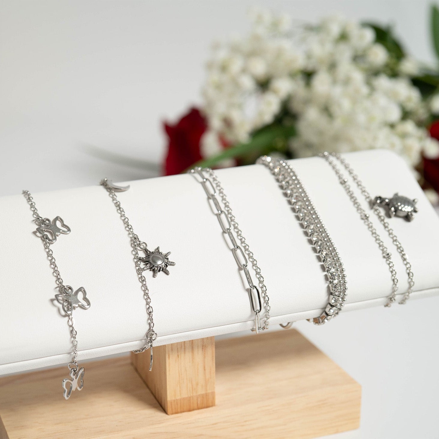 18K Gold PVD Stainless Steel Layered Loop and Paperclip Chain Anklet / SBB0326、mySite、dreamappss