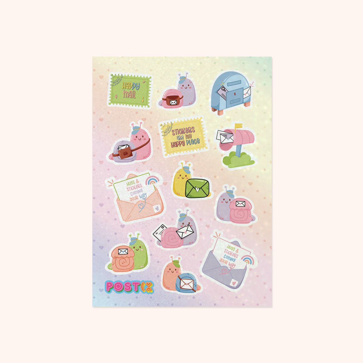  Happy Snail Mail Glitter Sticker Sheet、mySite、ghnorth