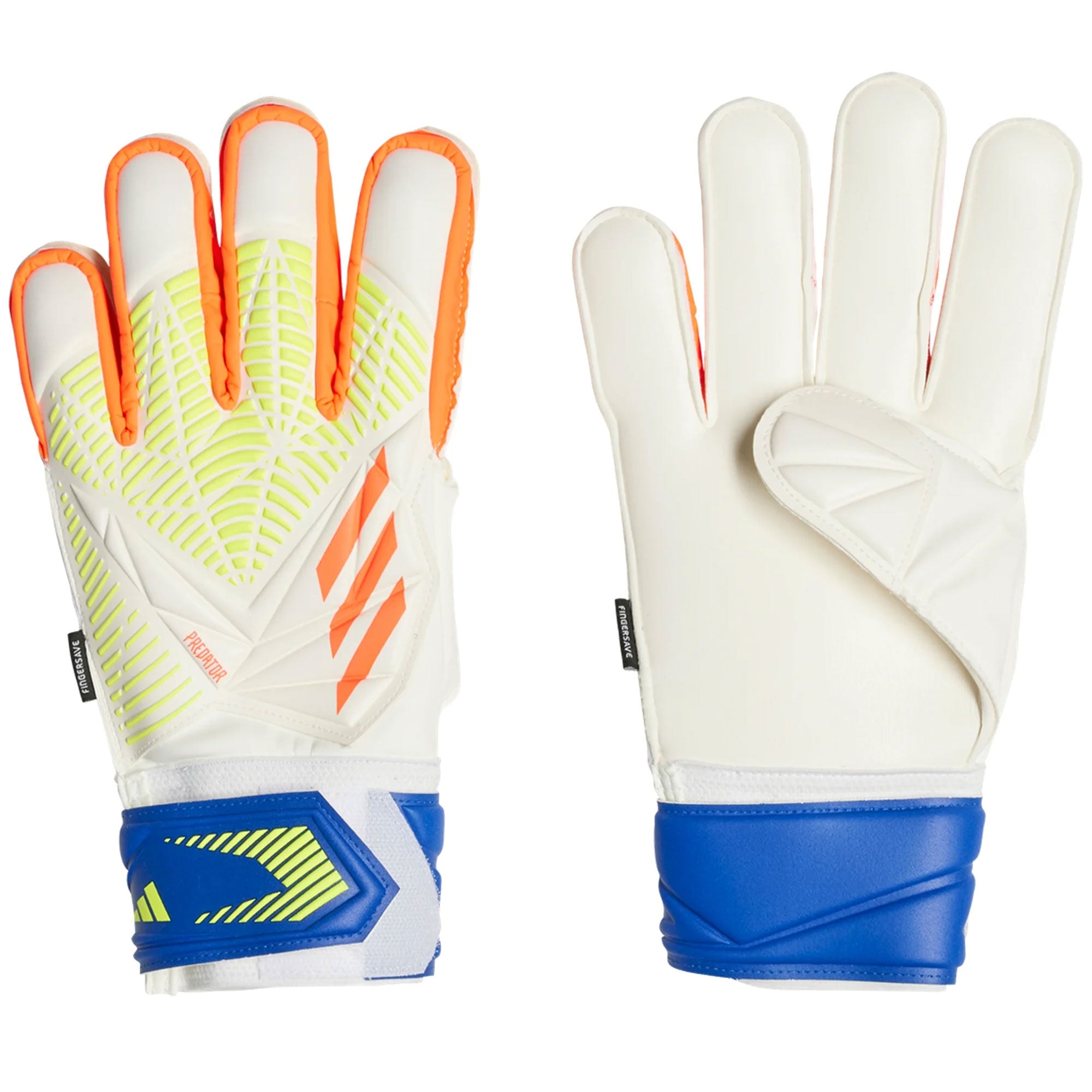 adidas Men's Predator Edge Fingersave Match Goalkeeper Gloves White/Cyan、mySite、noshort