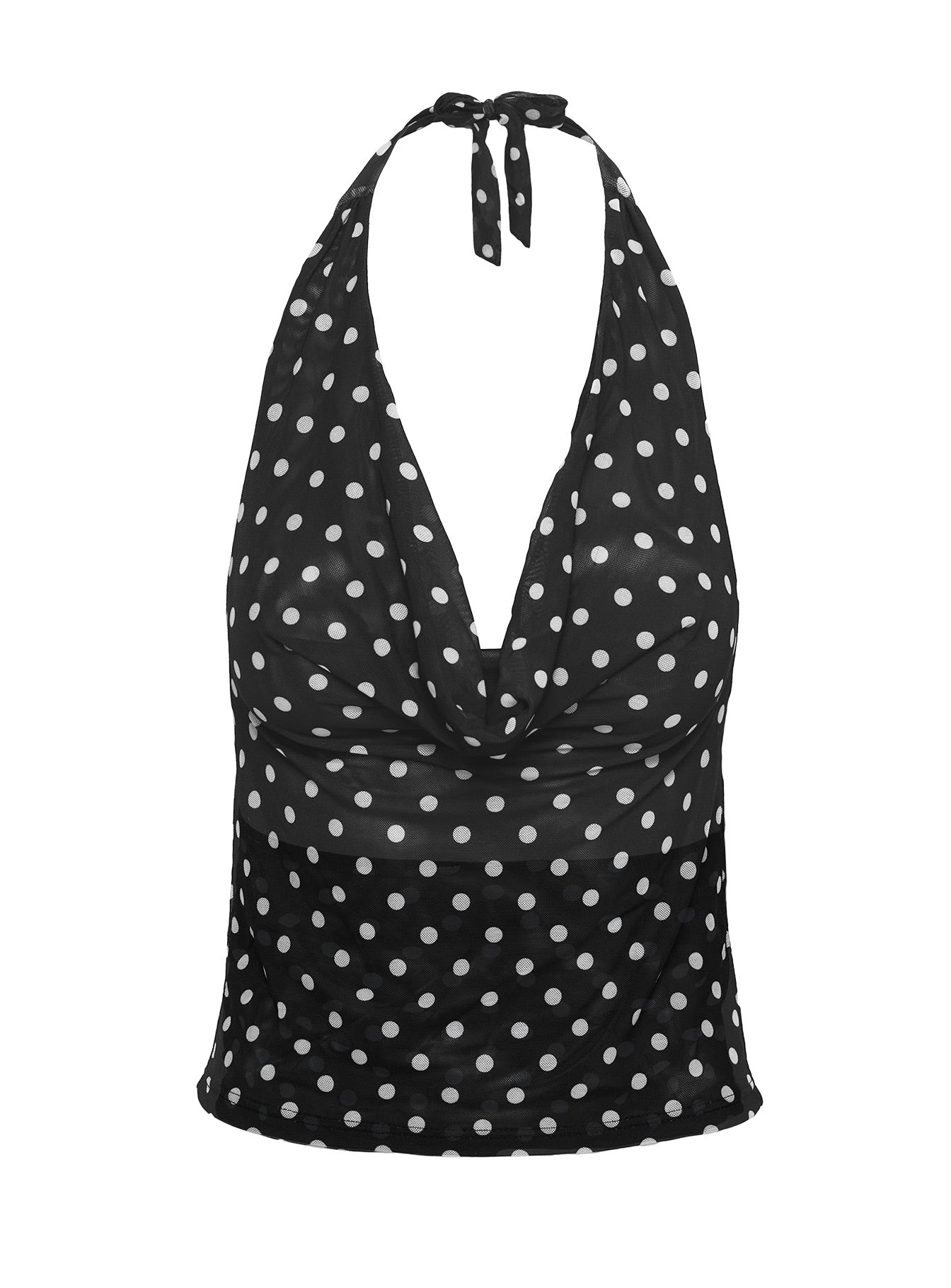 Nastasiya Halter Tankini Top Black / Polka Dot、mySite、solidvoid
