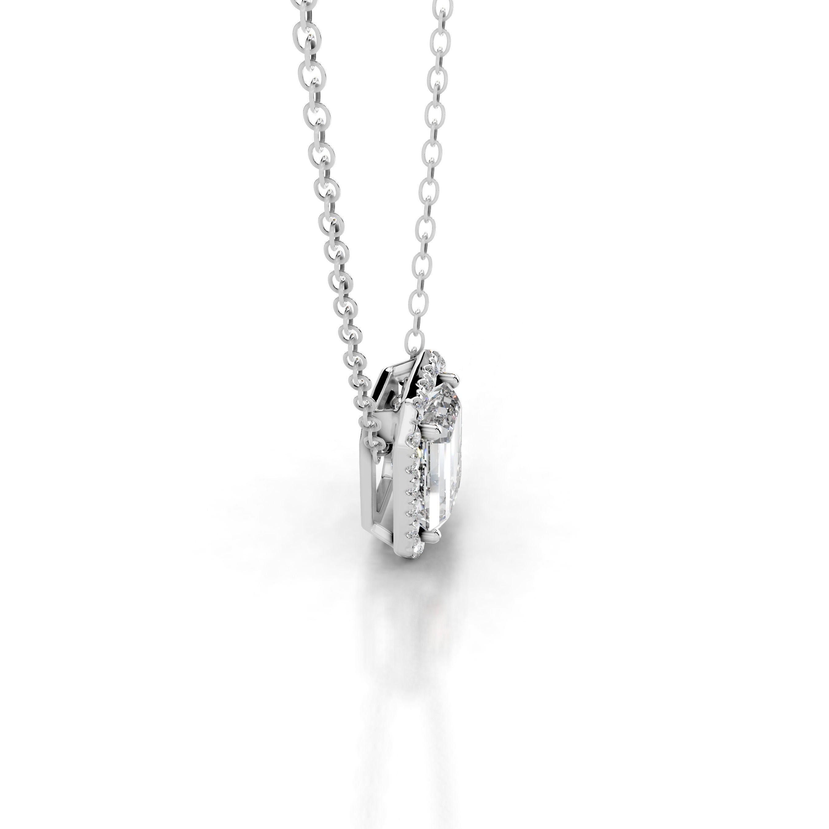 Eden Lab Grown Diamond Halo Pendant - 18K White Gold、mySite、hinf8tx79