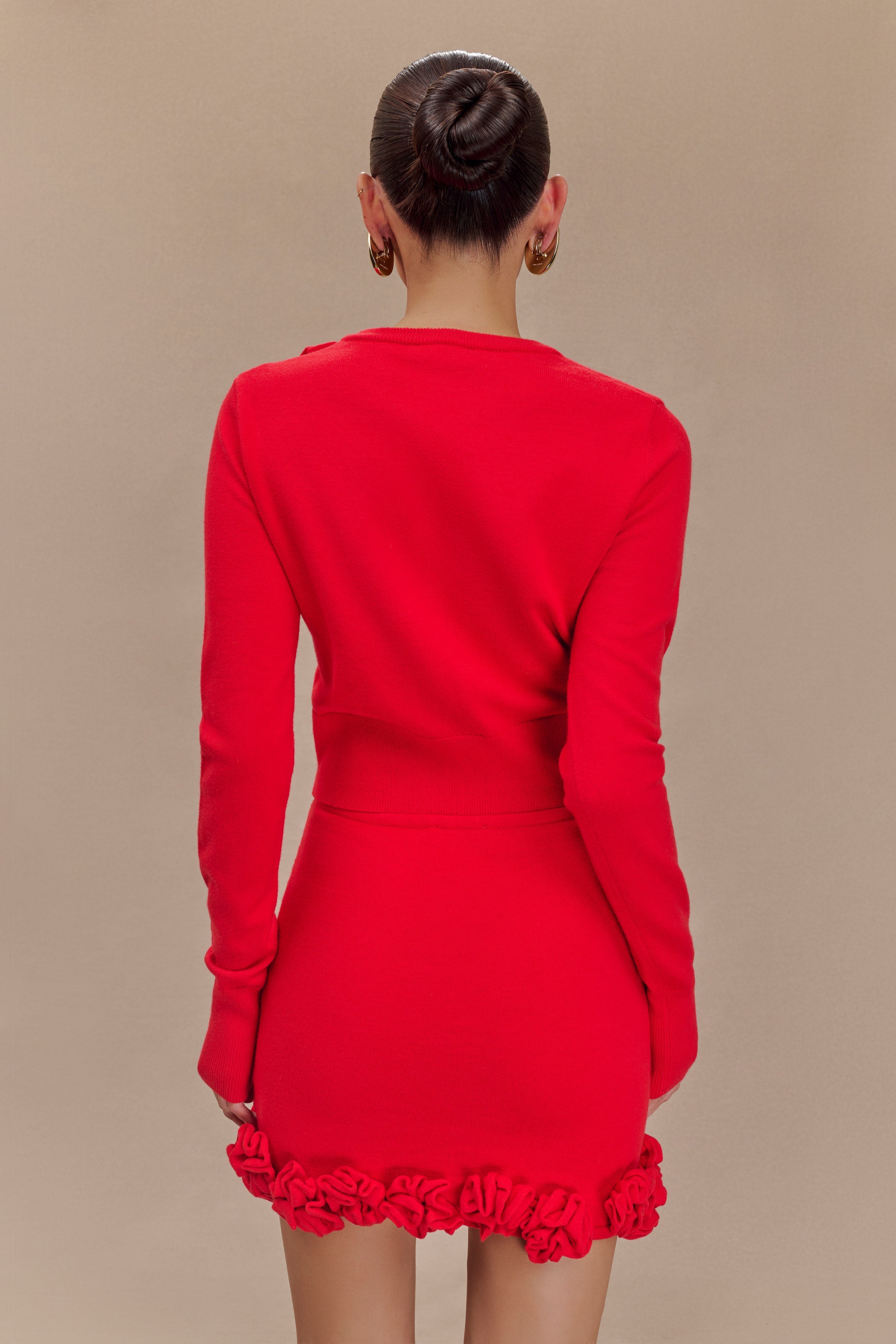 Gianna Knit Cardigan With Flowers - Red、mySite、solidvoid