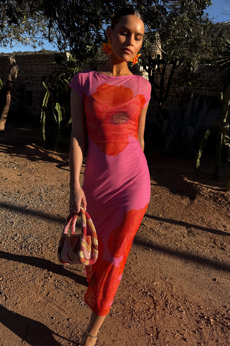 Pink Poppy Sleeveless Mesh Dress、mySite、solidvoid