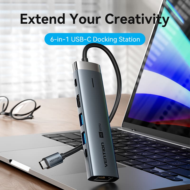 Vention 6-in-1 USB-C Docking Station、mySite、fannypackpong