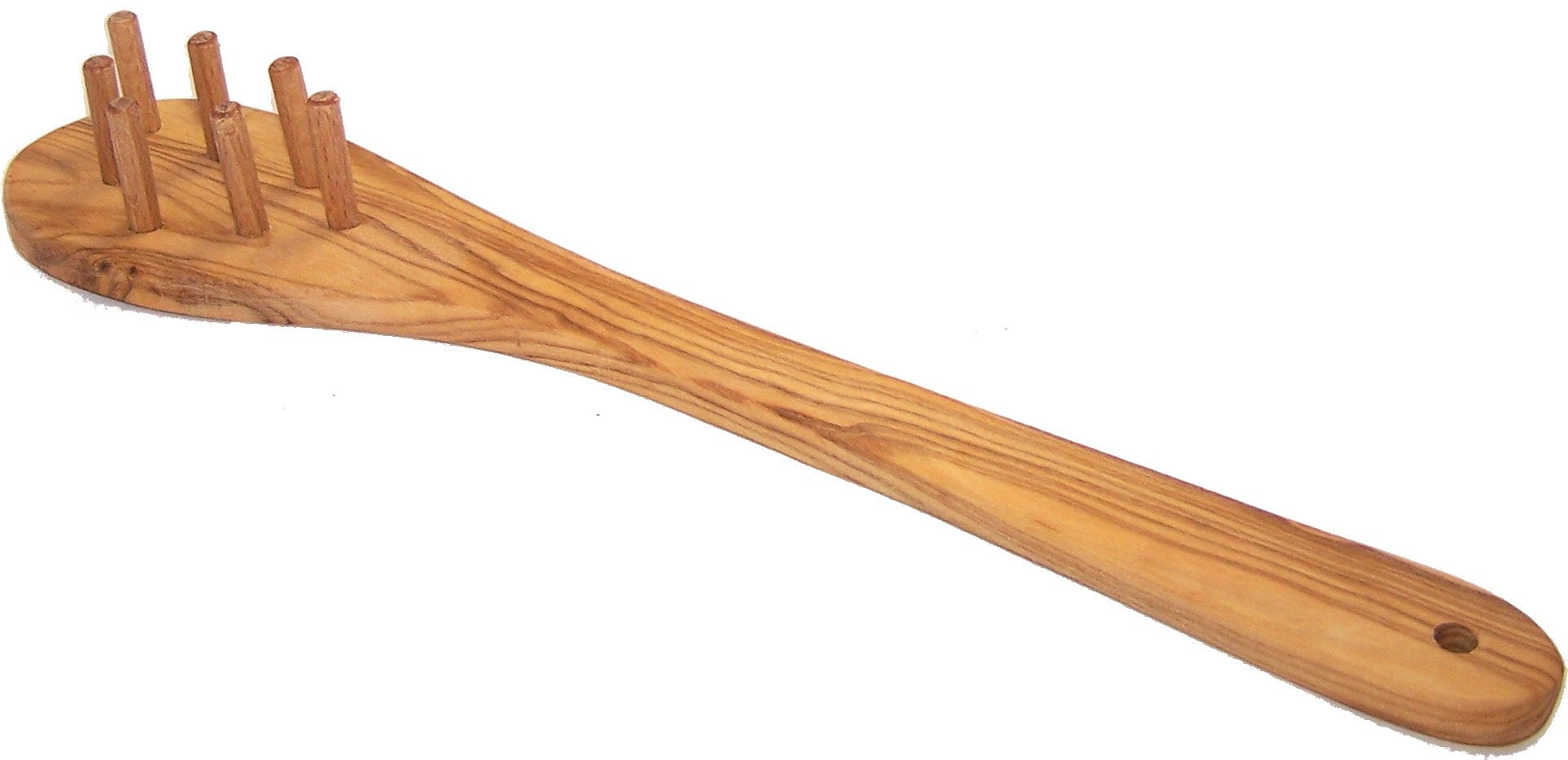  Hand Carved Olive Wood Spaghetti Spoon (12 Inches) - with 7 Pegs - Asfour Outlet Trademark、mySite、elrpsem3k