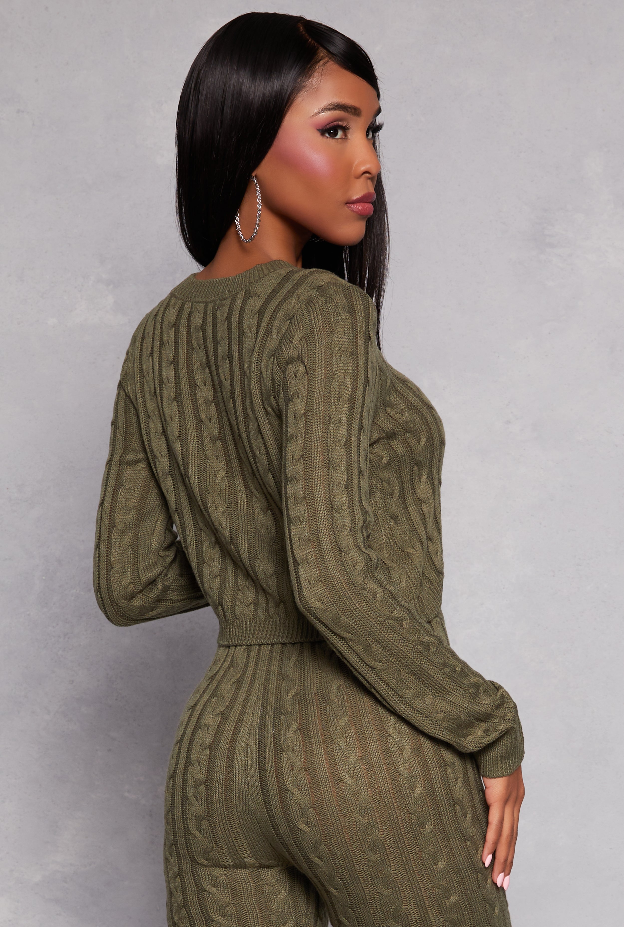 Cable Knit Cropped Sweater、mySite、camillekostekn