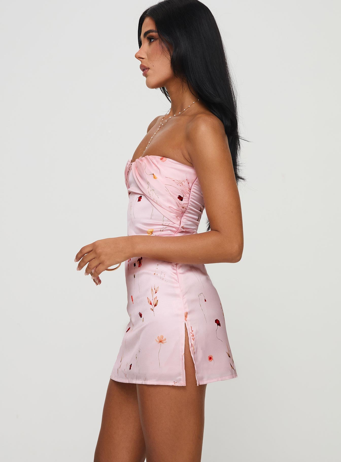 Irena Strapless Mini Dress Pink Floral、mySite、solidvoid