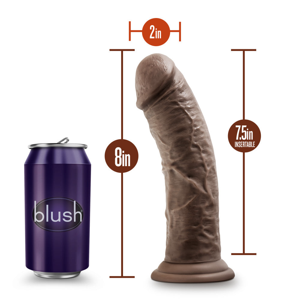 Dr. Skin By Blush® | Realistic Chocolate 8-Inch Long Dildo With Suction Cup Base、mySite、bottomscart