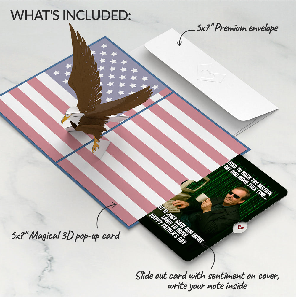 Patriotic Eagle Father's Day Pop-Up Card and Matrix Hacker Sentiment Set、mySite、solidvoid