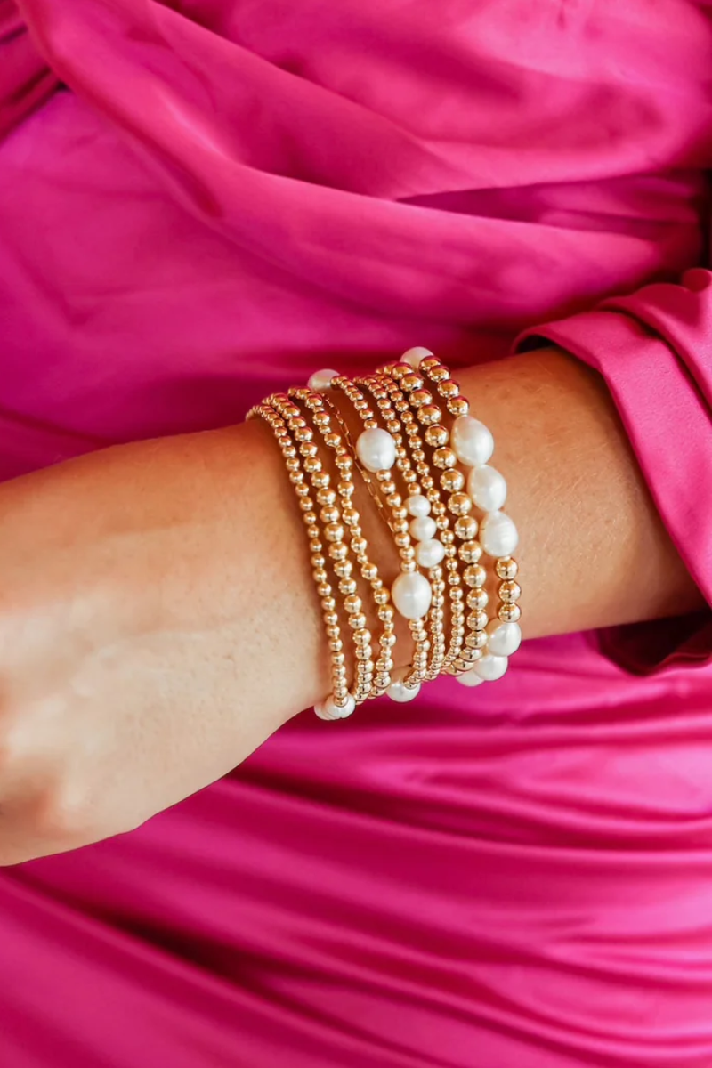 Harper Pearl Gold Beaded Bracelet- S/M、mySite、hinf8tx79