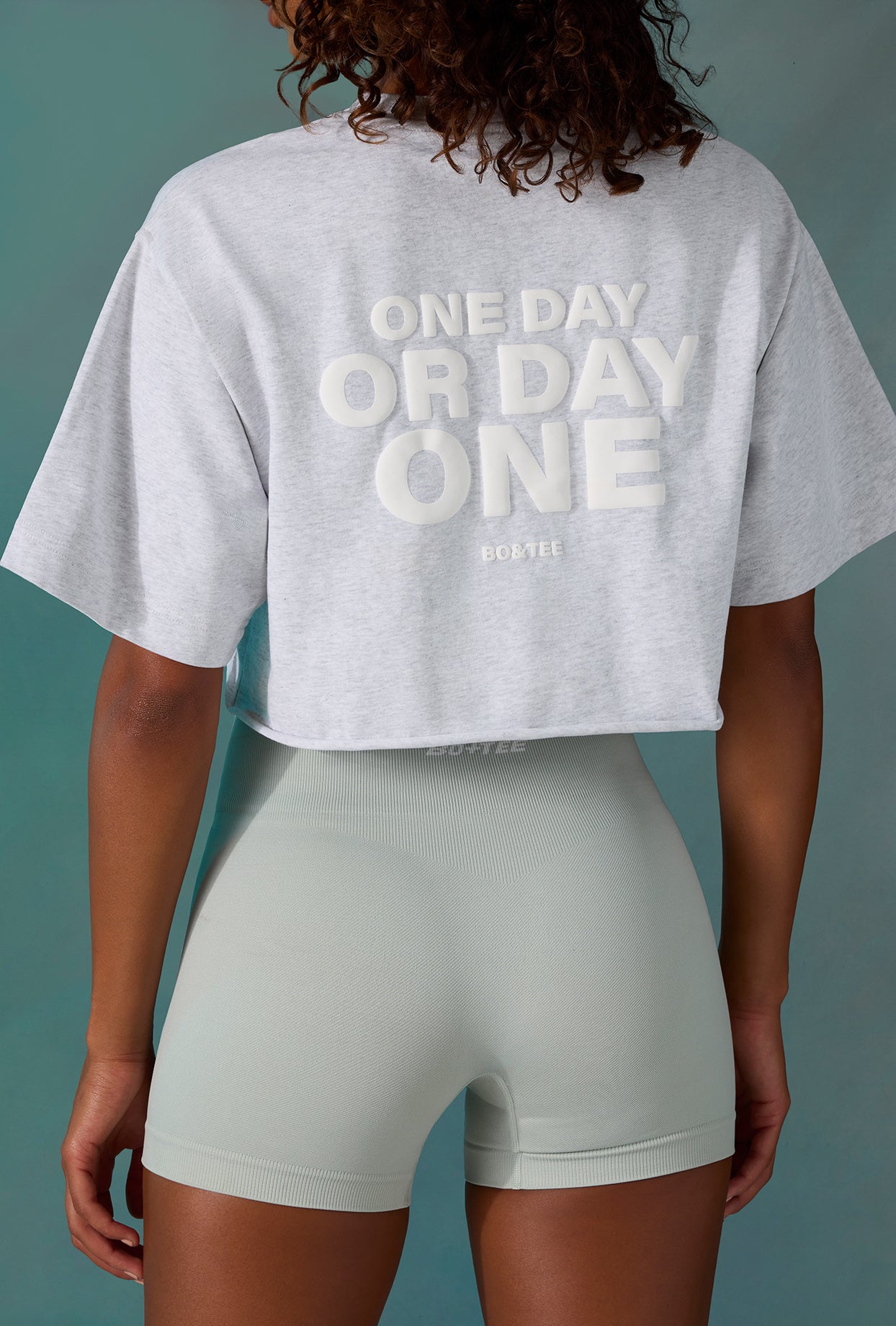 Cotton Cropped Oversized T-Shirt in Ice Grey、mySite、solidvoid