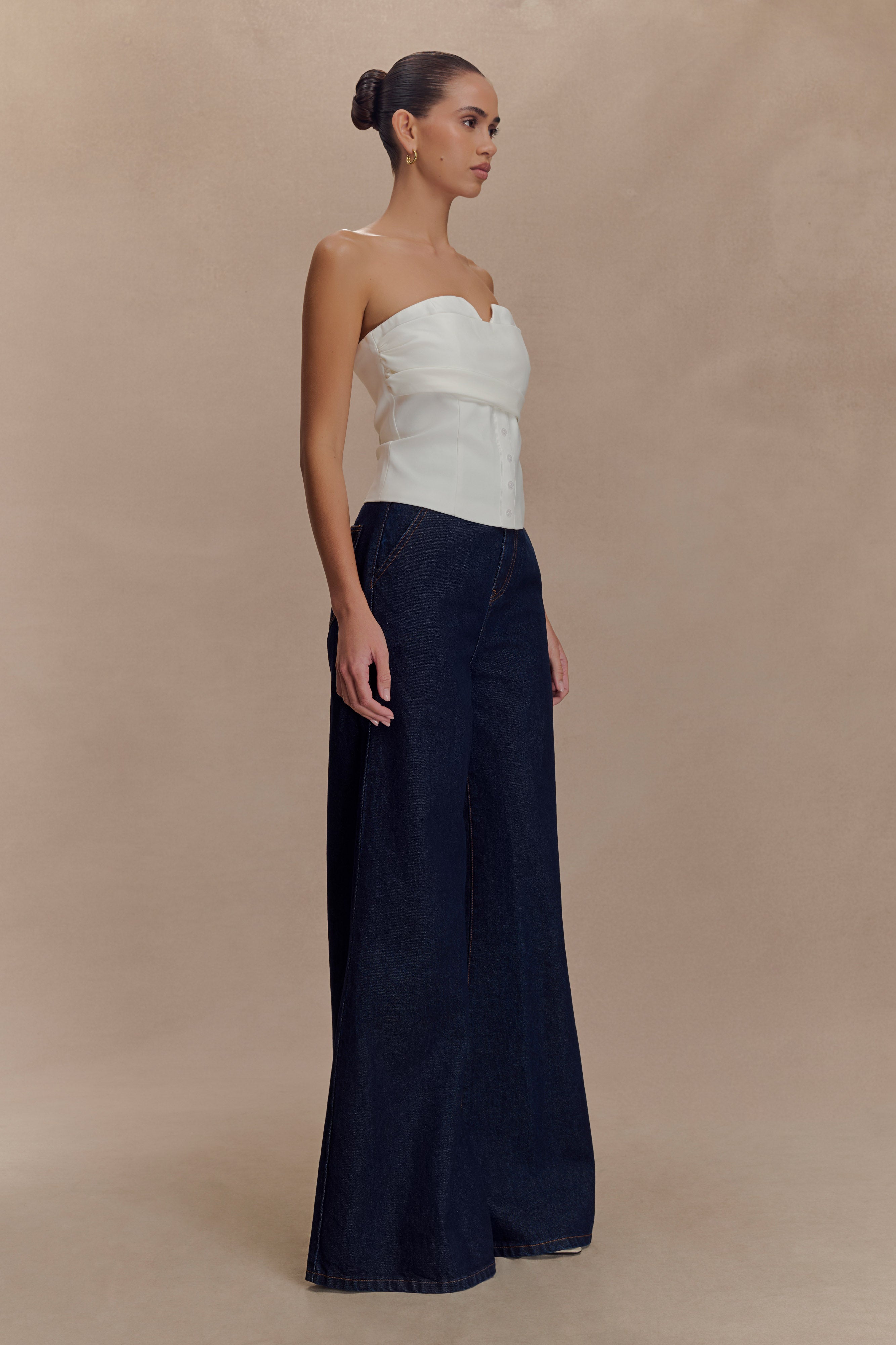 Zillah Strapless Cotton Top - White、mySite、solidvoid